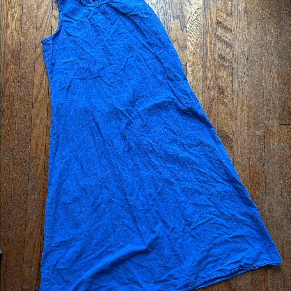 Cotton/Linen Blue Midi Dress Vintage Willow Ridge | Coastal Grandma | Medium - Picture 6 of 6